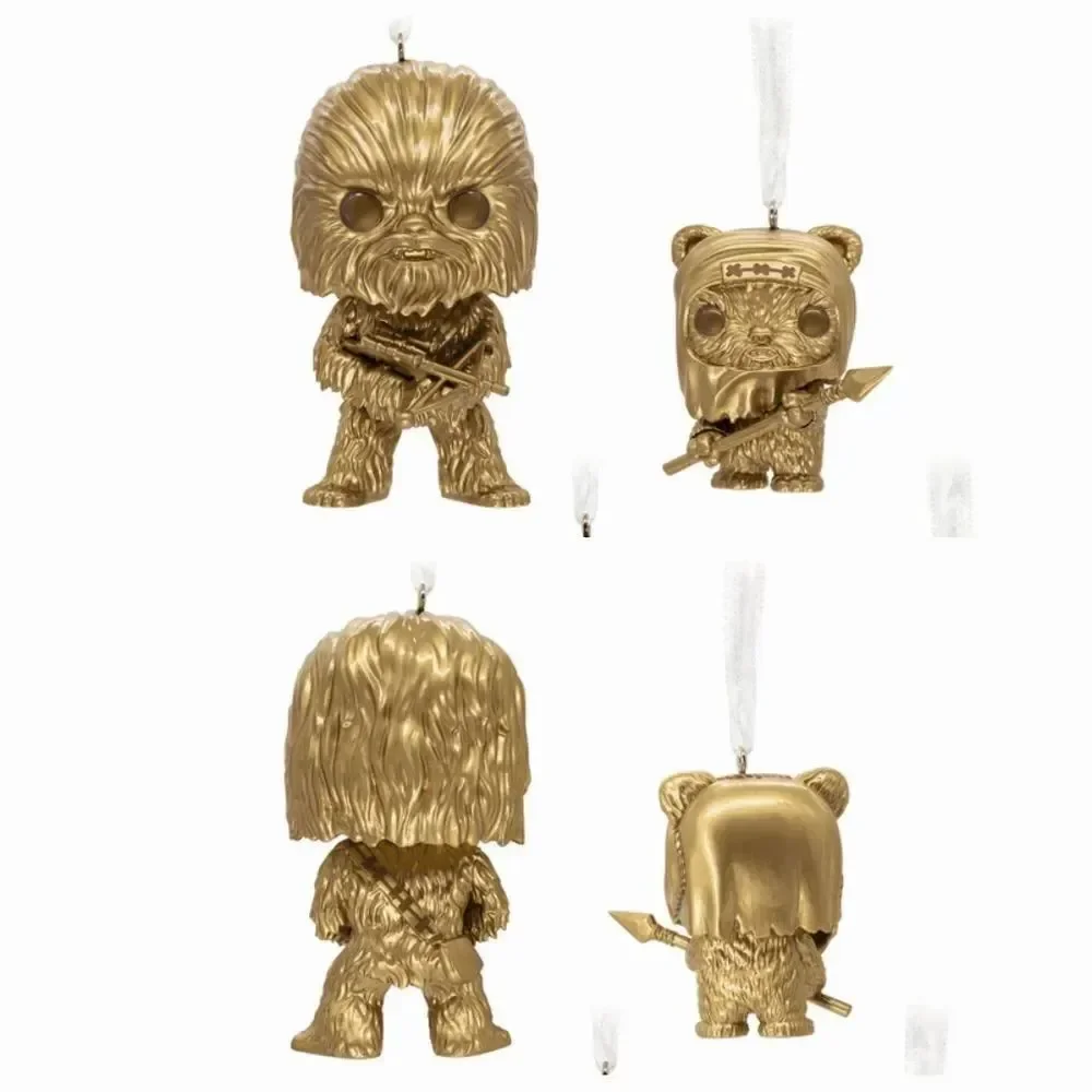 🩵NIB Star Wars Hallmark Chewbacca & Wicket Funko Pop Ornament Set